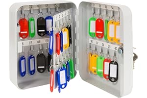 Arregui PLL40 Cassetta Portachiavi con Ganci Fissi | 40 Chiavi | Cassetta di Sicurezza per Chiavi da Muro | Appendichiavi da Parete | Portachiavi Inclusi | Armadietto per Chiavi | 20x16x8 cm | grigio