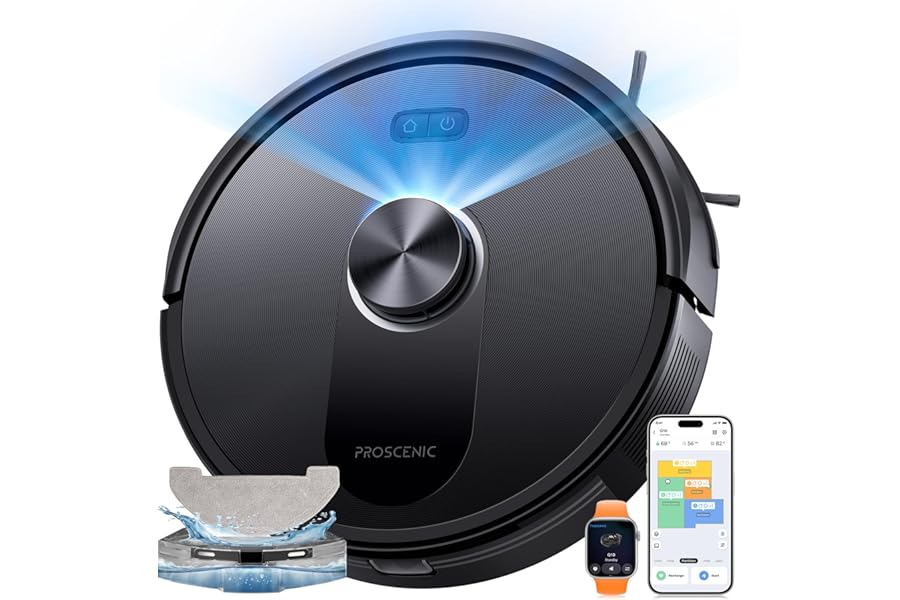 Proscenic Q10 Robot Vacuum Cleaner with Mapping, Robot Flooring 8000Pa 200min, LiDAR Smart, APP Control/Alexa/WiFi/Siri/IFTTT, Ideal for Home Cleaning/Animal Hair