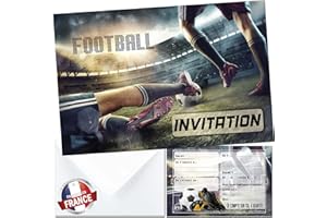 Lola et Louis (L&L) 10 cartes invitation en Français • 10 enveloppes • Thèmes Foot, Tournoi Football, Fifa, Pes, Futsal • Cartons pour inviter filles et garçons