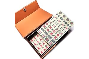 Paucator Mini Mahjong Set für Reise Mahjong Spielset Beige Color mit Box Chinese Mah Jong Set Mayong Spiele Set
