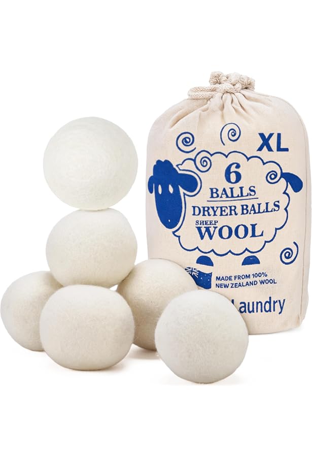 ELYN Wool Dryer Balls 6-Pack - XL, 100% New Zealand Wool, Reusable And Handmade. Fragrance-Free, Natural Fabric Softener, Reduce Wrinkles And Decrease Drying Time (Grey) Grey | Australia