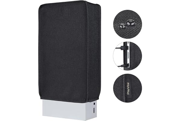 playvital Funda Antipolvo para Xbox Series S Consola | Cubierta Vertical, Resistente al Agua, Forro Suave, Acceso Fácil a Puertos, Protección contra Polvo, Negro