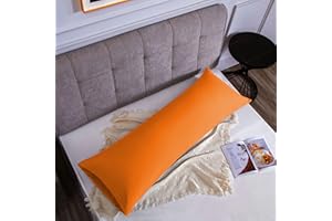 POLIGINO Federe Cuscini Letto Matrimoniale Cotone 45x135 cm 1 PCS, Federe Certificato Oeko-TEX in Premium Cotone 110GSM, Morbida e Traspirante, Ipoallergenica -Arancione