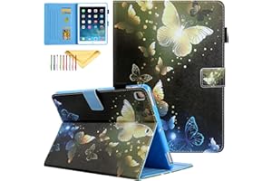 iPad 10.2 Case 2021/2020/2019, iPad 9th/8th/7th Generation Covers, Uliking PU Leather Skinshell with Card Slots & Auto Sleep/Wake & Kickstand Feature Protective Cover for iPad 10.2", Gold Butterfly