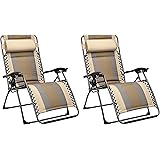 Amazon Basics Gepolsterter Entspannungs-Loungesessel, Strandkorb für den Außenbereich, 2, 165 x 74,9 x 112 cm, Hellbraun