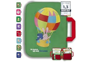 GRINSEZWERGE Tasche für TipToi Bücher Plus TipToi Stift und Zubehör – 11 Motive | passend auch für Kinder Tablet und Edurino Figuren | Tip TOI Starterset Buch Aufbewahrung Hülle - Elefant
