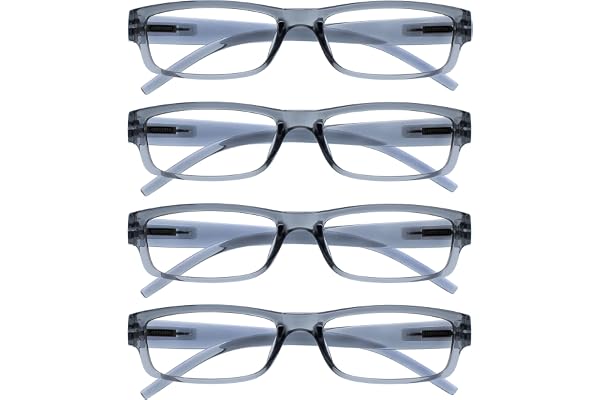 OPULIZE La Société Lunettes De Lecture Gris Léger Confortable Lecteurs Valeur Pack 4 Designer Style Hommes Femmes UVR4PK032GR +2,00