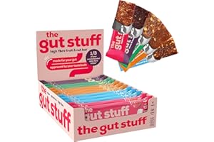 The Gut Stuff – High Fibre Fruit & Nut Bars – Mixed Flavours – 12 x 35g Bar Box – Gut Friendly Snack, Gluten Free, Vegan, Low Calorie, All Natural