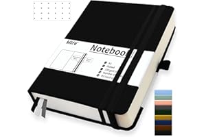 Mlife A5 Notatnik w Kropki,360 Stron I Papier Odporny Na Atrament 100 G/M², Notatniki Ze Składaną Kieszenią Do Pisania I Notatek W Biurze, Szkole I Domu (Czarny)