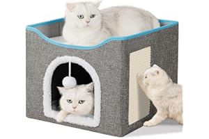 FURRYPAWS Casa para Gato - Cueva Acogedora, Cama para Gatos Interior, Casita Suave y Confortable, Ideal para Gatos y Gatitos
