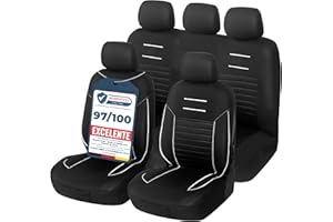 Upgrade4cars Fundas Asientos Coche Universales Negro Blanco | Cubre Universal | Protector de Asiento Delantero para Delantero y Trasero | Accesorios Interior Decoracion