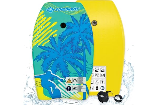 Schildkröt Planche de Bodyboard M, Revêtement en Nylon et Noyau en Mousse EPS, 68 x 43 cm, avec Sangle de Sécurité pour Fixation à la Main ou au Pied, Poids Maximum: 60 kg, 970321