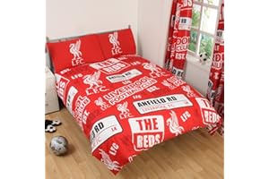LIVERPOOL F.C. Liverpool oficjalny zestaw poszewek na kołdrę z naszywką, czerwony