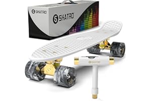 Skatro Mini Cruiser Skateboard. 22x6inch Retro Style Plastic Board Comes Complete
