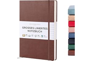 ‎BEECHMORE BOOKS Beechmore Books Notizbuch liniert - XL A4, Braun I Premium Hardcover Journal Buch aus veganem Leder, 120gsm creme Papier, Geschenkbox, für Schriftsteller, Journalisten, Meetings & Studenten