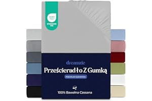 Prześcieradło Dreamzie 120x200 cm, 100% bawełna Premium Jersey, wysokość materaca do 22 cm, hipoalergiczne, Oeko-Tex, szare