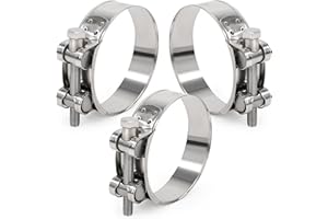 Yesaler Collier Echappement 74-79mm Collier de Serrage en Acier Inoxydable Manchon Echappement pour les Tuyau d'échappement Voitures Motos 3 Pièces