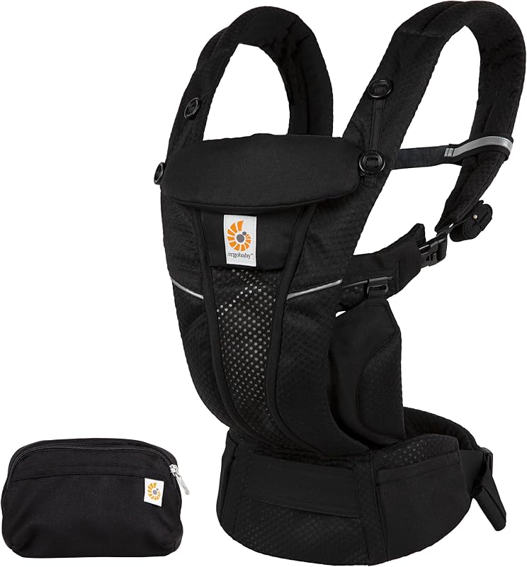 Ergobaby Omni Breeze Carrier for Newborns, from Birth to 20.4 kg, 4 Positions, SoftFlex Mesh, Ergonomic Baby Front-Inward and Back Carry Position, Onyx Black