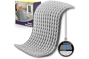 Qfun Coussin Chauffant,Coussin Chauffant Electrique 84x43cm avec Arrêt Automatique pour le Dos,Cou,Epaule,Ventre,Couverture Chauffante Chauffage Rapide avec Flanelle Réversible,Lavable