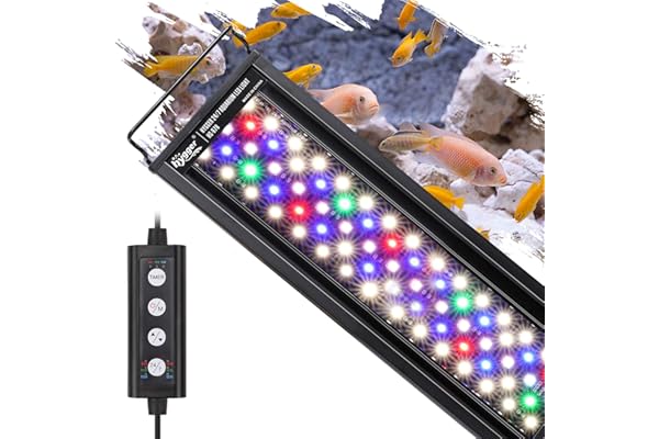 hygger Aquarium Eclairage, aquarium Eclairage LED, Mode 24/7 pour Lever de Soleil-jour-lumière, Minuterie Réglable, Luminosité Réglable, avec Support Coulissant, 7 Couleurs (22W)