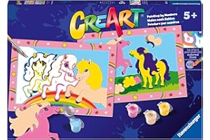 Ravensburger - CreArt Serie Junior, Pony, Kit dipingere con i Numeri, contiene 2 tavole prestampate, Pennello, Colori, Gioco Creativo per maschi e femmine dai 5+ anni di età