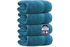 Towelogy 4 Packs Zero Twist Face Cloths 33x33cm - 100% Cotton Washcloths Absorbent & Super Soft Hotel Quality Towels | Oeko-Tex Certified (4, Teal Blue)