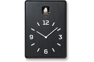 Lemnos Kuckucksuhr Cucu/Designer Cuckoo Clock aus Japan/Kuckucksuhr mit Batterie und Lichtsensor/Vogeluhr aus Holz/Kuckucksuhr modern Design - Farbe Schwarz