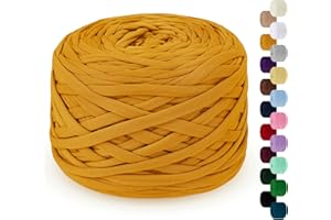 LEREATI 285g T Shirt Yarn for Crocheting 100m Elastic Ribbon Yarn Thick Crochet Fabric Yarn, Knitting T-Shirt Yarn for Crochet Bag, Blanket, Basket, DIY Projects, Home Decor (Ginger)