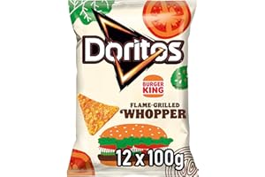 ‎DORITOS Doritos Burger King - Tortilla Chips mit Flame Grilled Whopper Geschmack - Herzhafter Snack zum Knabbern aus Mais (12 x 100g)