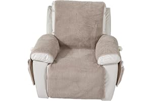 EBETA Liegesesselbezug Sesselbezug Sofa Armlehnenbezüge, Sherpa Husse für Relaxsessel Sesselschoner Sesselauflage, Schutzbezug Anti-Rutsch, Relaxsessel Bezüg (Sand, 56x207 cm)