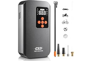 Cxy Cordless Tyre Inflator, Digital Electrical Bike Tyre Pump, 7500mAh Rechargeable Car Pumps with 4 Different Nozzles For Cars, Motorcycle, Bicycle and Balls