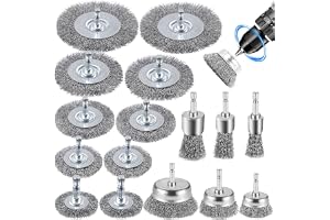 RDDAIPE 16-deligt trådborste-set för borrmaskin, 6mm trådborste med sexkantstång, trådborstefäste, stålborste-set för rost, p