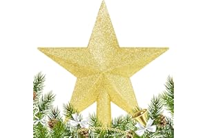 SULOLI Weihnachtsbaumspitze,Christbaumspitze Stern,Glänzender Weihnachtsstern,Tannenbaumspitze Für Weihnachtsbaumschmuck Ornament Party Dekoration(Gold)
