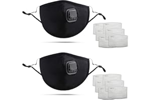 DualVertex Face Masks - Breathable Face Masks with Filter - Cotton Face Mask –Reusable Face Mask with Adjustable Ear Straps and Nose Wire – with Valve and Replaceable filters