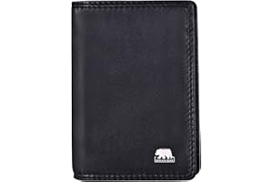 Brown Bear Notizblock-Etui A8 Leder Schwarz Unisex für Damen und Herren, Echtleder Mini-Schreibmäppchen klein, Karten-Etui mit RFID-Schutz für Bankkarten & Ausweise, ca. 7.5 x 10.8 cm