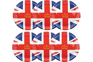 SPARKLES PARTYWARE Red, White and Blue Classic Union Jack Plate - Pack of 1 (10 Plates) - Ve Day Party British Celebration - Perfect for British, Historic, Street Parties