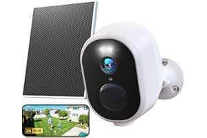 GNCC 2K Zewnętrzna bezprzewodowa kamera Wi-Fi z panelem słonecznym, kamera zewnętrzna z kolorowym widzeniem w nocy, dwukierunkowy dźwięk, alarm PIR, współpracuje z Alexa, WiFi 2,4 G/5 GHz, IP65