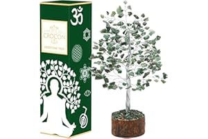 CROCON Green Aventurine Gemstone Tree of Life - Crystal Tree for Positive Energy, Feng Shui Decor - Handmade Chakra Tree, Good Luck - Money Bonsai, Healing Stones, Meditation Accessories, Spiritual Gift