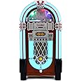 Vintage Stereo Jukebox, 40W, Multi-Color LED Lights, FM Radio, Bluetooth, USB, CD, AUX, MP3, 2 Speakers