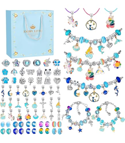 BLmukce Sieradenset voor kinderen, bedelarmbanden en kralen, knutselset BLmukce Sieradenset voor kinderen, bedelarmbanden en kralen, knutselset