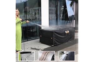 ENZENO Funda de mesa de jardín impermeable con ventilación de aire, 150 x 90 cm, fundas para muebles de exterior para mesa rectangular y juego de sillas, tela Oxford 420D resistente al viento, anti-UV