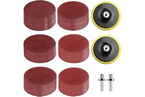 GXWCYI 60 Piezas Lija Taladro Colocar, Papel Lija 40/80/120/180/240/320 Granos, con 2 Discos Autoadhesivos y 2 Piezas Bielas, Lijas 125mm para Lijado, Pulido, Glaseado