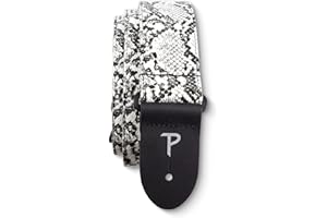 P PERRI'S LEATHERS LTD. Perri's Leathers Ltd. - Sangle de Guitare - Fausse Peau de Serpent - Blanche - Réglable - Pour Guitares Acoustiques/Basses/Électriques - Fabriquée au Canada (VGS-7552)