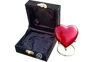 THE ANTIQUE HOUSE Red Urn Keepsake Mini Heart Cremation Urn with Premium Box & Stand - for Your Loved One Baby Girl & Boy - Small Red Heart Urn for Human Ashes - Perfect for Adults & Infants Valentine Day Gift