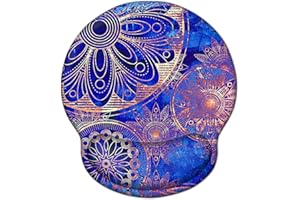 Ergonomic Support for Mouse Mat Wrist Support ToLuLu Gel Mouse Pad with Non-Slip Memory Foam Mouse Pad Rubber Base Mouse Pad Mouse Wrist Support for Pain Relief on Blue Mandala