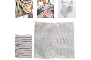 Yeria 10 paños Multiusos de Alambre para Lavar Platos húmedos y Secos, paño de Limpieza de urdimbre, Limpiador de Hierro Fundido, paños de Limpieza Reutilizables, paños de Limpieza para Cocina