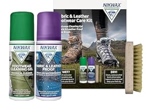 Nikwax FABRIC & LEATHER FOOTWEAR CARE KIT includes Cleaner for Waterproof Shoes & Spray On Waterproofer for Footwear with Shoe Brush, Highly Effective Cleaning and Waterproofing Footwear Products