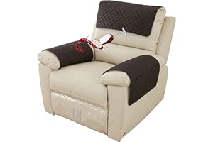 ZGDDPZA Waterproof Armchair Arm Cover 1 2 3 Seater Headrest Cover for Recliner Chair Anti-Slip Armchair Slipcover with Pockets Organiser Sofa Chair Arm Protector F for Dog, Cat, Pets (Black,1 Seat 3 pc)