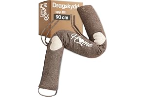 Praknu Dragstopp för dörrar & fönster 90 cm Brun – Dragskydd under dörr tyg | Håller kylan ute & minskar värmeförlust, extra tung, tvättbart tyg, också innerdörr & lägenhet, ögla, dörrkudde, 2 band, zip