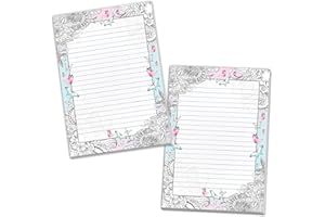 ‎LIMONIA 2 Schreibblöcke zum Ausmalen Briefpapier liniert für Mädchen Kinder Schule Schmetterlinge Blumen (2 Blöcke A5 mit je 25 Blättern)